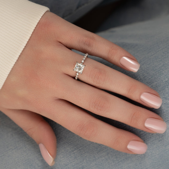 The Kimora Princess Lab Diamond Moissanite Engagement Ring *Shown with 1.5 ct #material_white