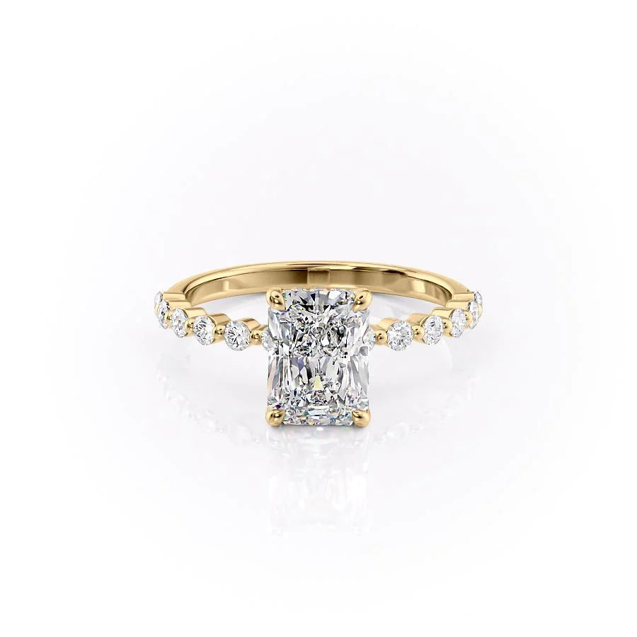 The Kimora Set With Radiant Side Stone Moissanite#material_14k-gold