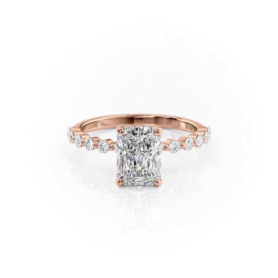 The Kimora Set With Radiant Side Stone Moissanite#material_14k-rose