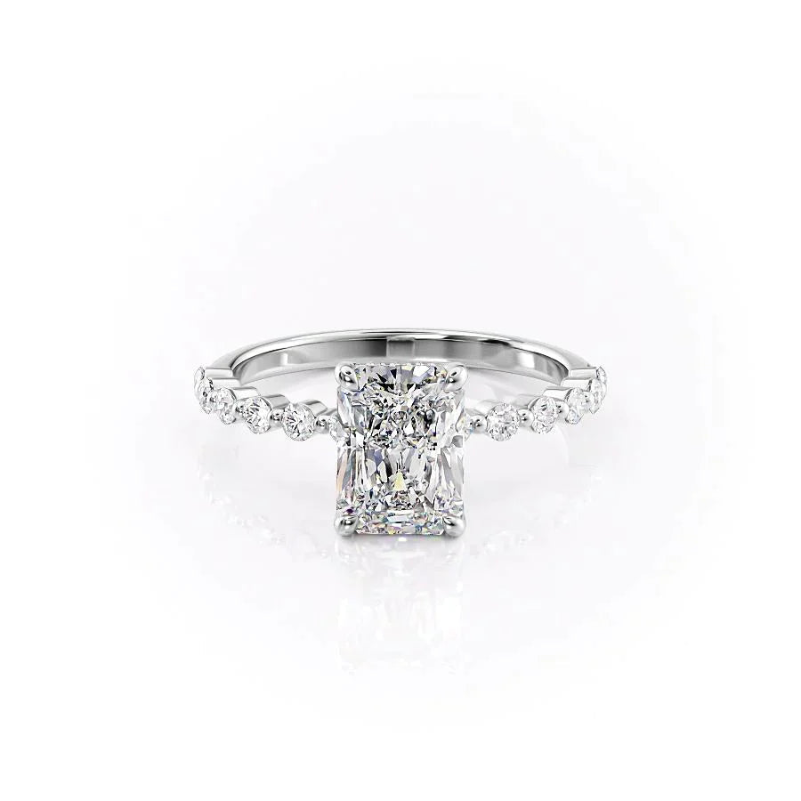 The Kimora Set With Radiant Side Stone Lab Diamond 1 Carat 14K White#material_14k-white