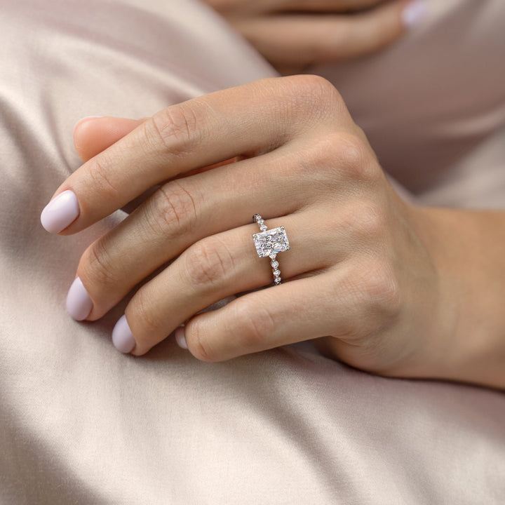 The Kimora Radiant Lab Diamond Moissanite Engagement Ring *Shown with 2 ct #material_white