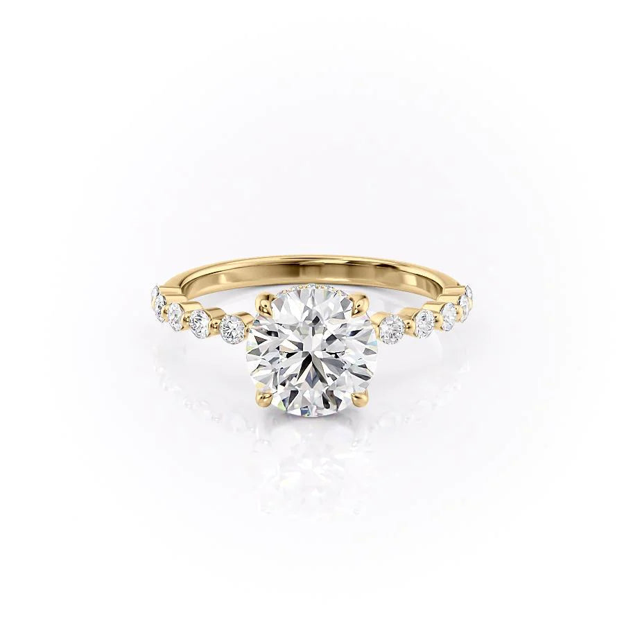 The Kimora Set With Round Side Stone Lab Diamond 1 Carat 14K Gold#material_14k-gold