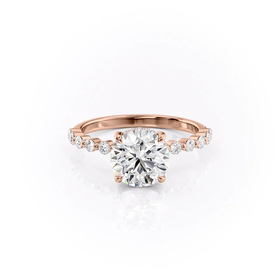 The Kimora Set With Round Side Stone Lab Diamond 1 Carat 14K Rose#material_14k-rose