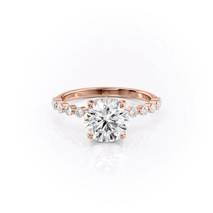 The Kimora Set With Round Side Stone Lab Diamond 1 Carat 14K Rose#material_14k-rose