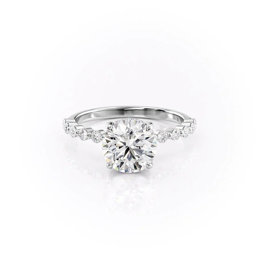 The Kimora Set With Round Side Stone Lab Diamond 1 Carat 14K White#material_14k-white