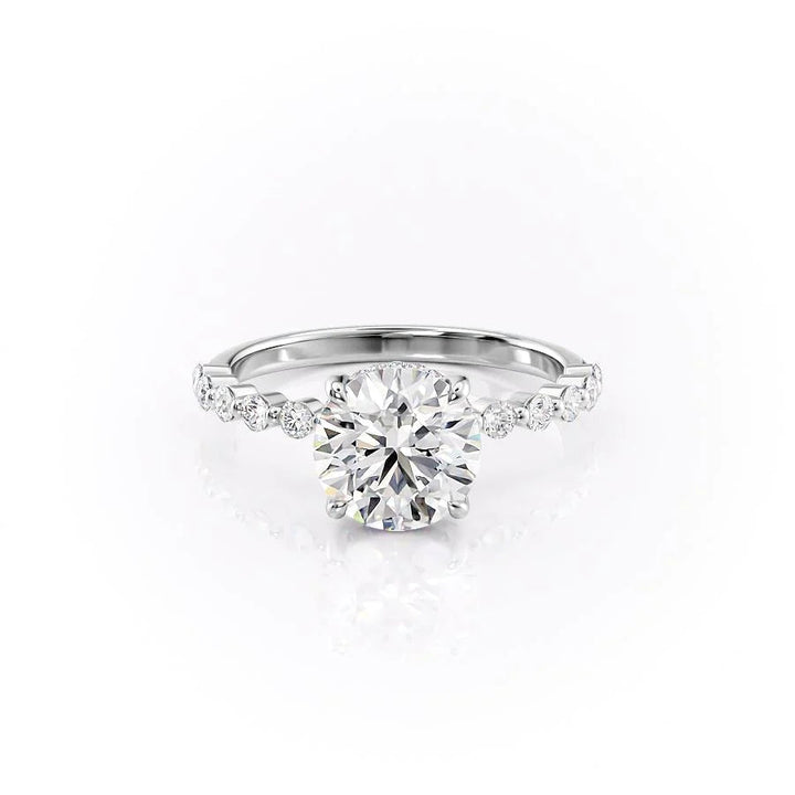 The Kimora Set With Round Side Stone Lab Diamond 1 Carat 14K White#material_14k-white