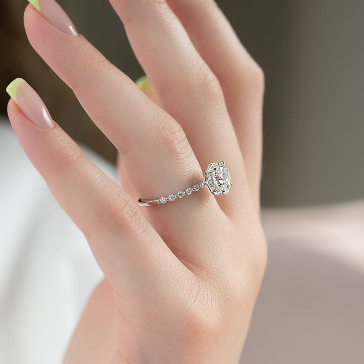 The Kimora Round Lab Diamond Moissanite Engagement Ring *Shown with 3 ct #material_white