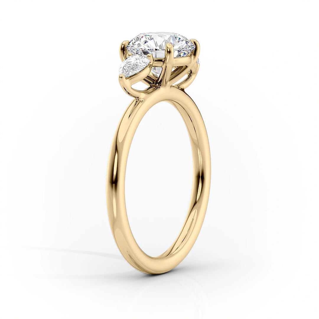 The Lacey Set With Cushion Three Stone Lab Diamond 1.5 Carat 14K Gold#material_14k-gold