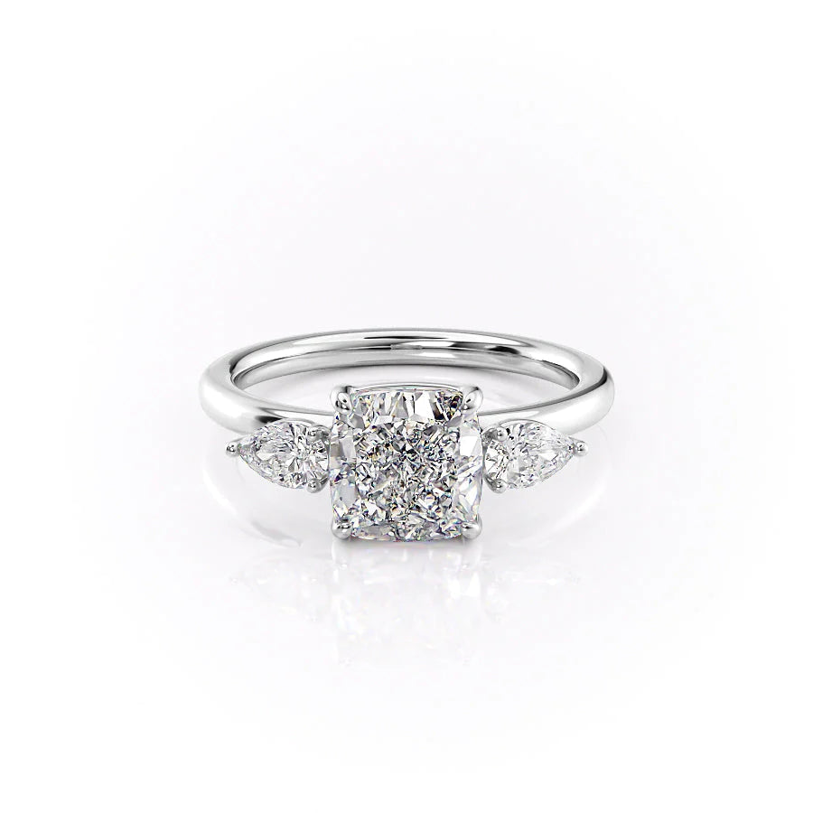 The Lacey Set With Cushion Three Stone Moissanite#material_14k-white