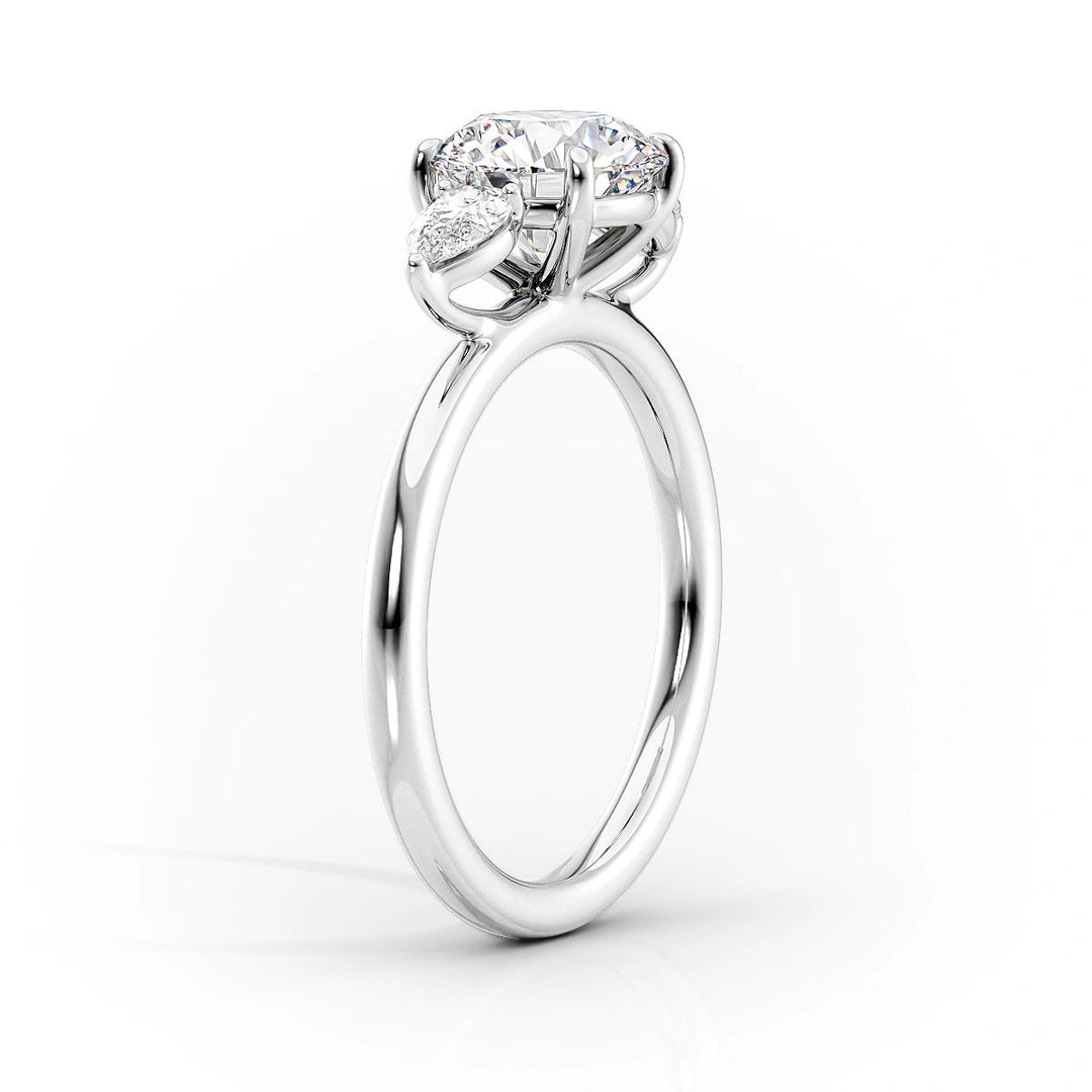 The Lacey Set With Cushion Three Stone Lab Diamond 1.5 Carat 14K White#material_14k-white