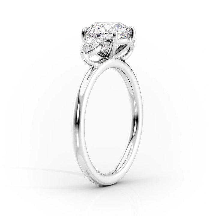 The Lacey Set With Cushion Three Stone Lab Diamond 1.5 Carat 14K White#material_14k-white