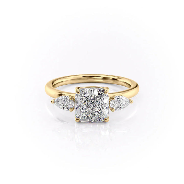 The Lacey Set With Cushion Three Stone Moissanite#material_18k-gold