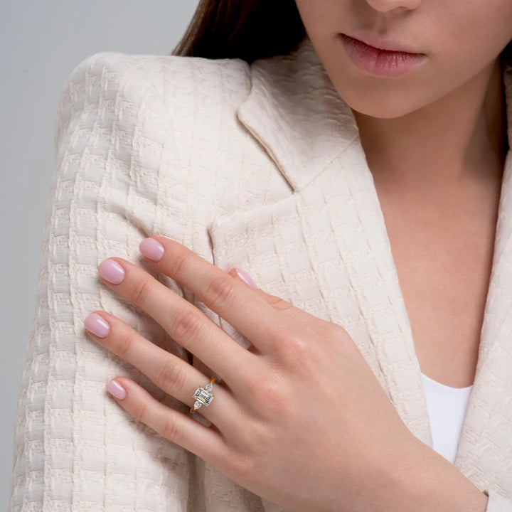 The Lacey Emerald Lab Diamond Moissanite Engagement Ring *Shown with 2 ct #material_gold