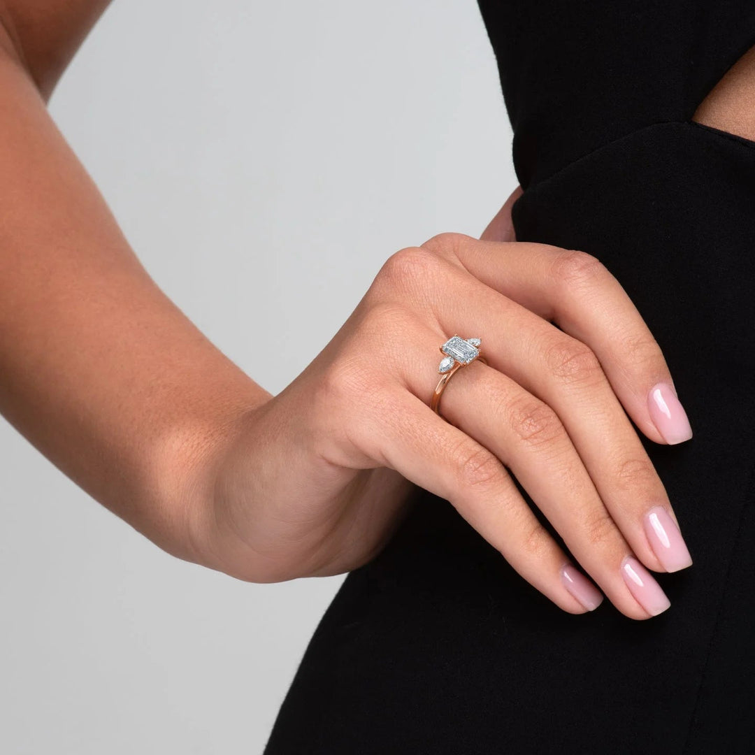 The Lacey Emerald Lab Diamond Moissanite Engagement Ring