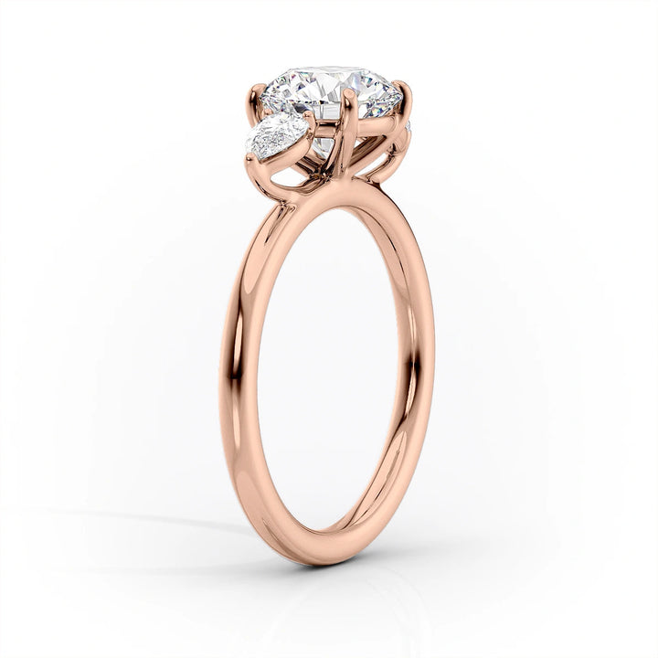 The Lacey Set With Marquise Three Stone Lab Diamond 1.5 Carat 14K Rose#material_14k-rose