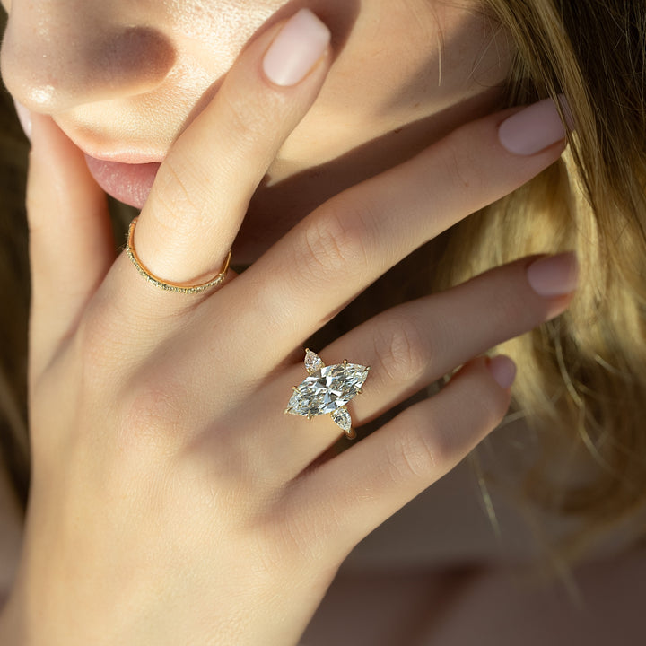 The Lacey Marquise Lab Diamond Moissanite Engagement Ring *Shown with 3.5 ct #material_gold