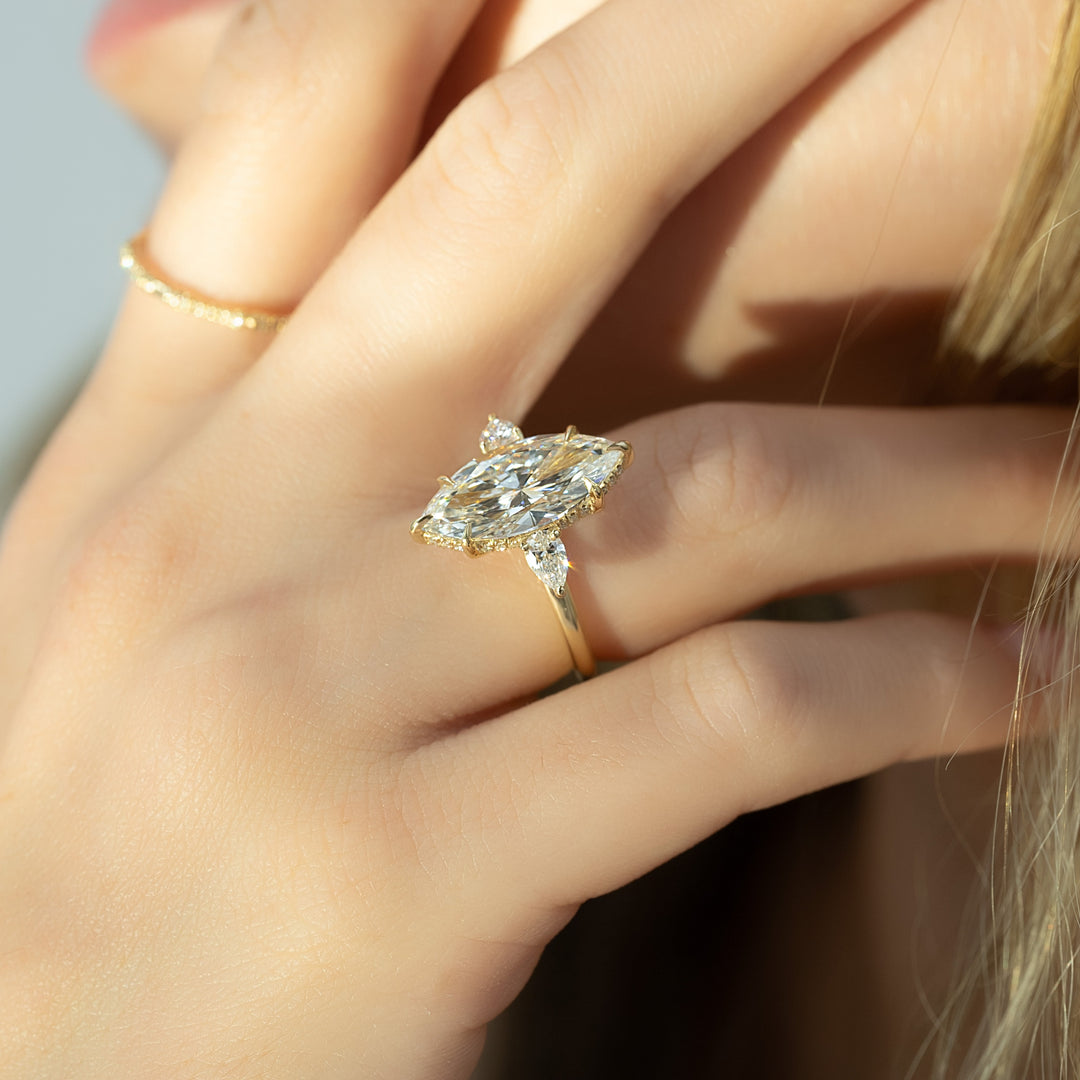 The Lacey Marquise Lab Diamond Moissanite Engagement Ring