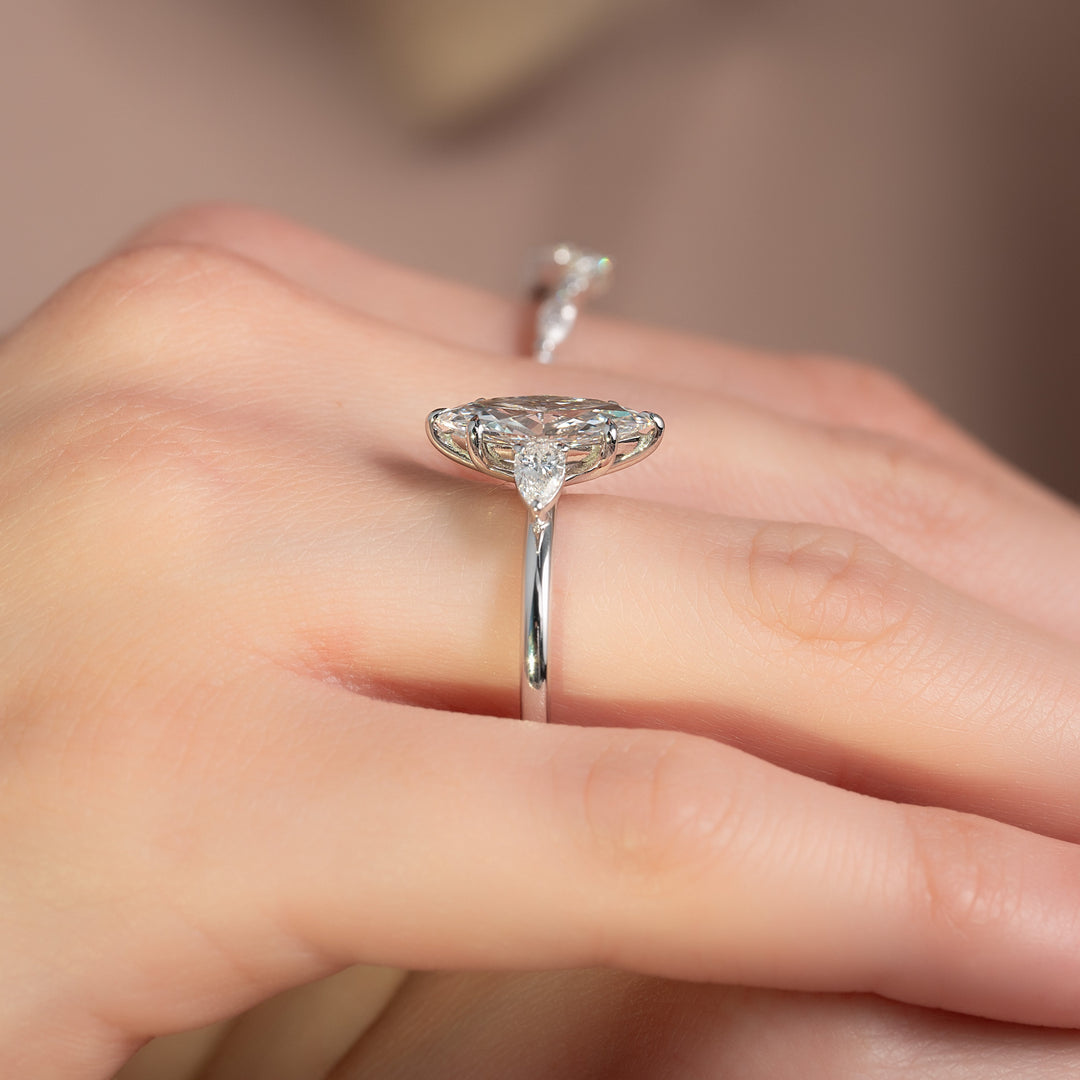 The Lacey Marquise Lab Diamond Moissanite Engagement Ring