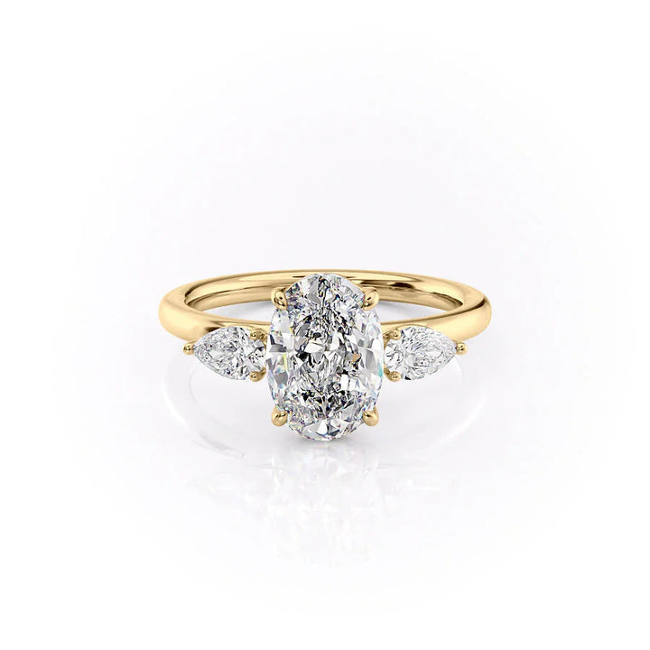 The Lacey Set With Oval Three Stone Moissanite#material_14k-gold