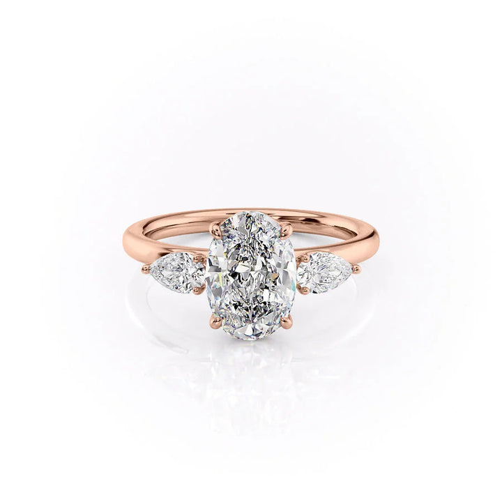 The Lacey Set With Oval Three Stone Lab Diamond 1 Carat 14K Rose#material_14k-rose