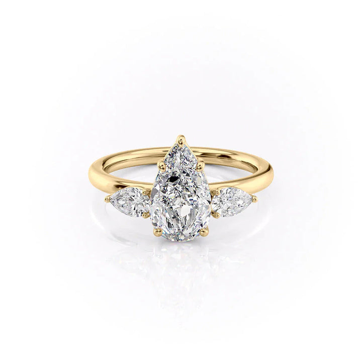 The Lacey Set With Pear Three Stone Lab Diamond 1 Carat 14K Gold#material_14k-gold