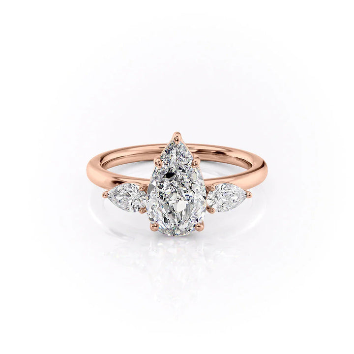 The Lacey Set With Pear Three Stone Lab Diamond 1 Carat 14K Rose#material_14k-rose