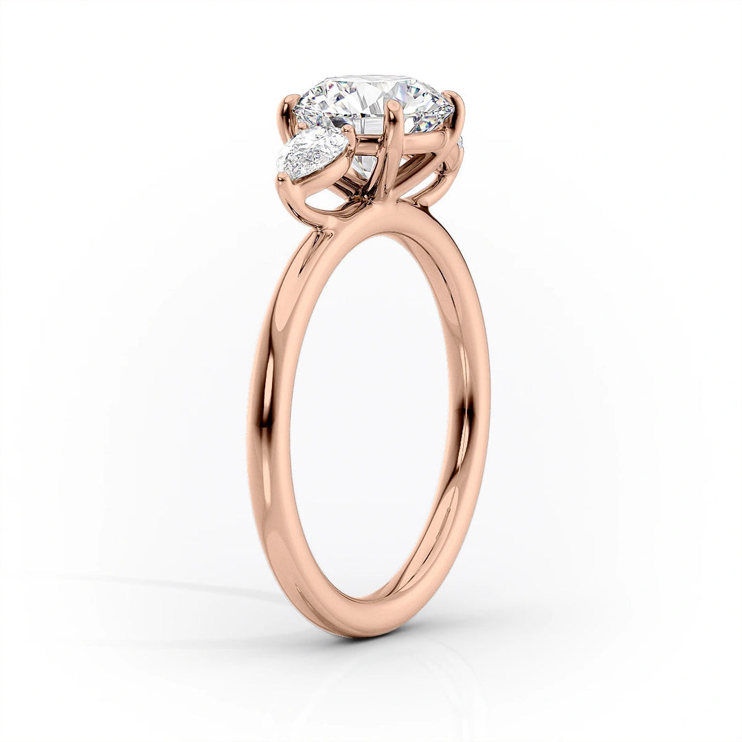 The Lacey Set With Pear Three Stone Lab Diamond 1.5 Carat 14K Rose#material_14k-rose