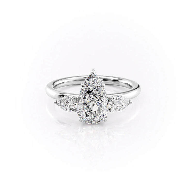 The Lacey Set With Pear Three Stone Moissanite#material_18k-white