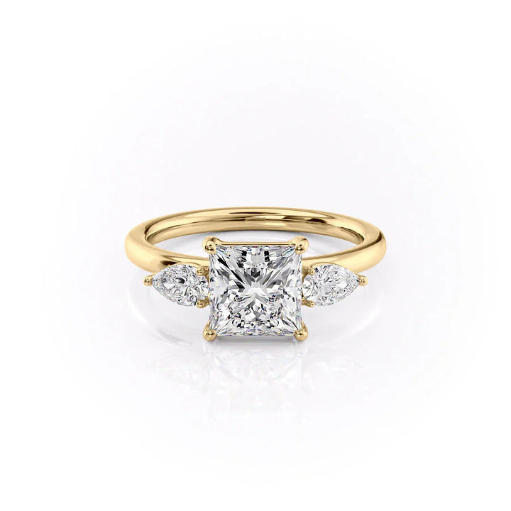 The Lacey Set With Princess Three Stone Lab Diamond 1 Carat 14K Gold#material_14k-gold