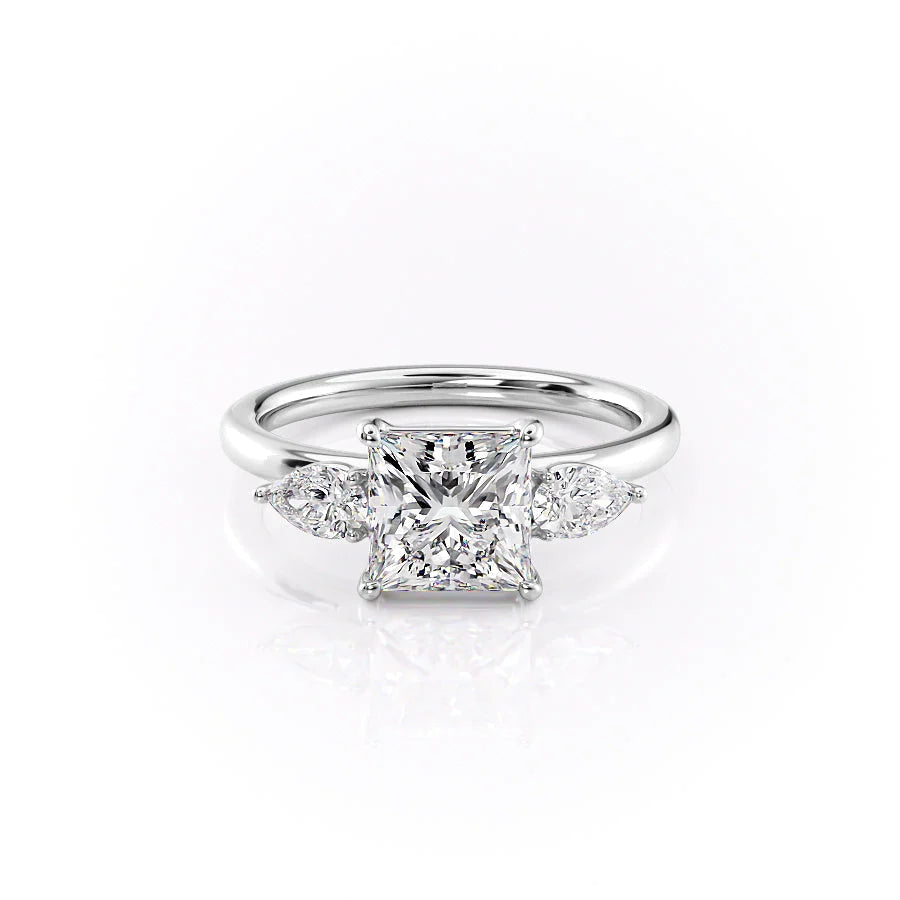 The Lacey Set With Princess Three Stone Moissanite#material_14k-white