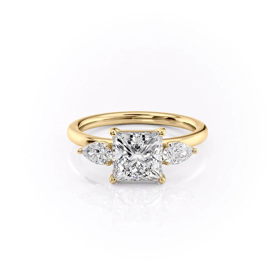 The Lacey Set With Princess Three Stone Lab Diamond 1 Carat 18K Gold#material_18k-gold