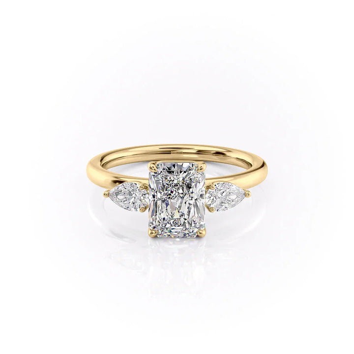 The Lacey Set With Radiant Three Stone Lab Diamond 1 Carat 14K Gold#material_14k-gold