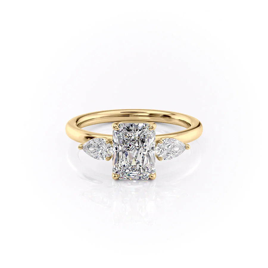 The Lacey Set With Radiant Three Stone Moissanite#material_14k-gold