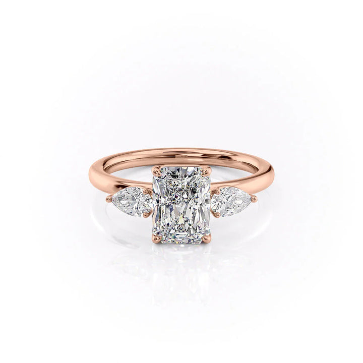 The Lacey Set With Radiant Three Stone Moissanite#material_14k-rose