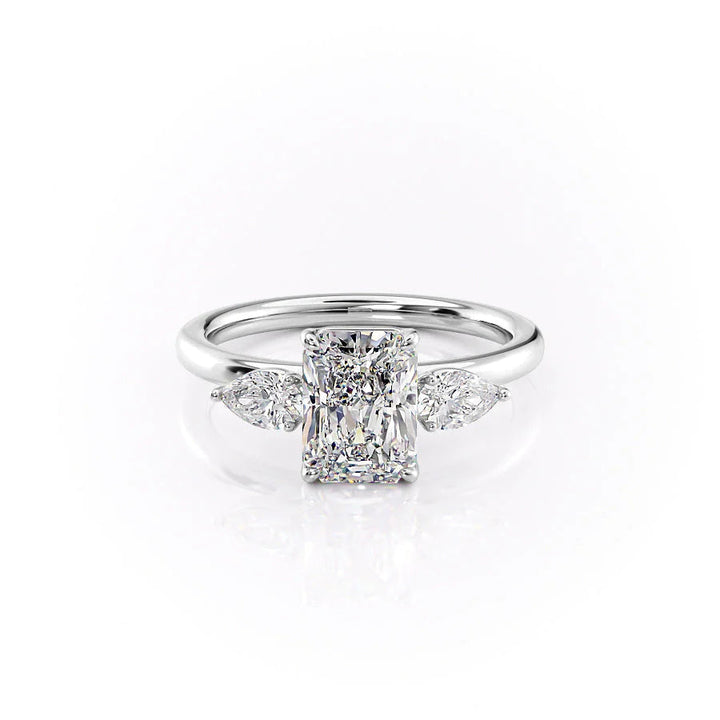 The Lacey Set With Radiant Three Stone Lab Diamond 1 Carat 14K White#material_14k-white