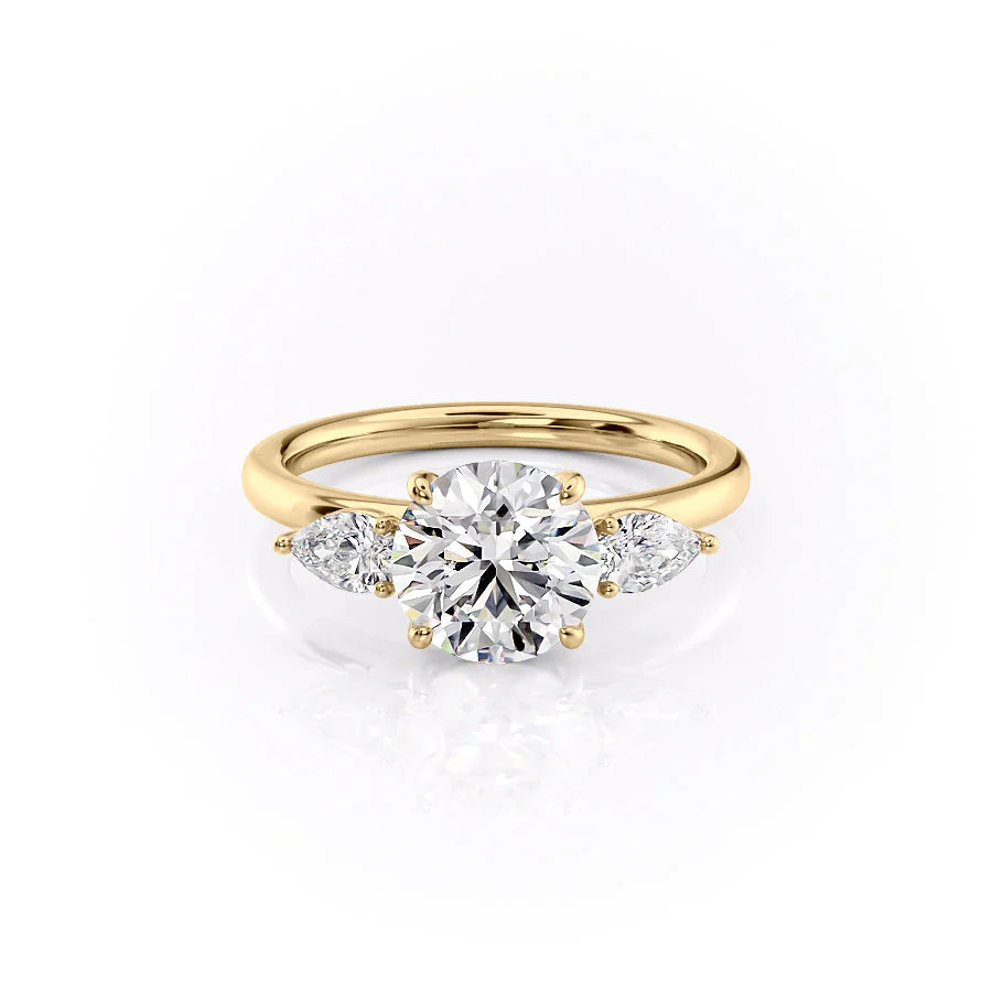 The Lacey Set With Round Three Stone Lab Diamond 1 Carat 14K Gold#material_14k-gold