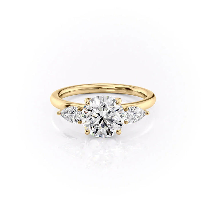 The Lacey Set With Round Three Stone Lab Diamond 1 Carat 14K Gold#material_14k-gold