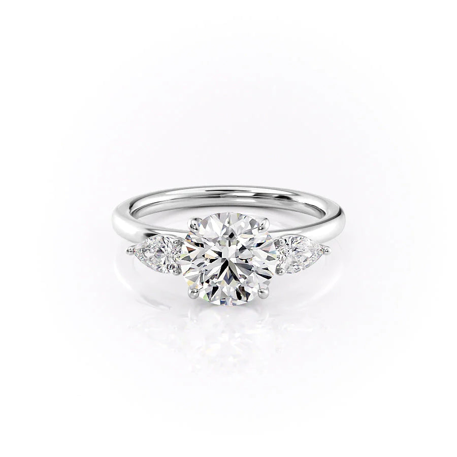 The Lacey Set With Round Three Stone Lab Diamond 1 Carat 14K White#material_14k-white