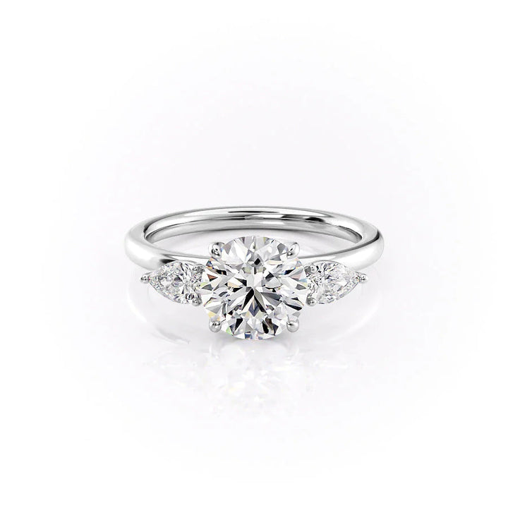 The Lacey Set With Round Three Stone Moissanite#material_14k-white