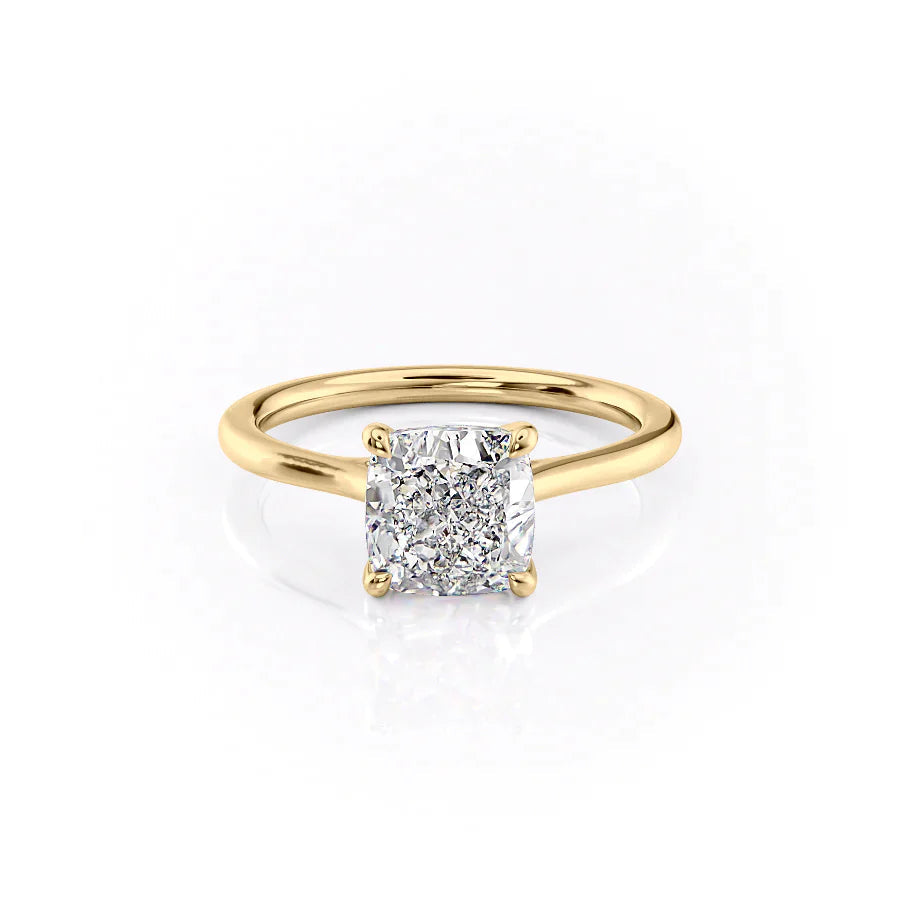 The Lacole Set With Cushion Solitaire Lab Diamond 1 Carat 14K Gold#material_14k-gold