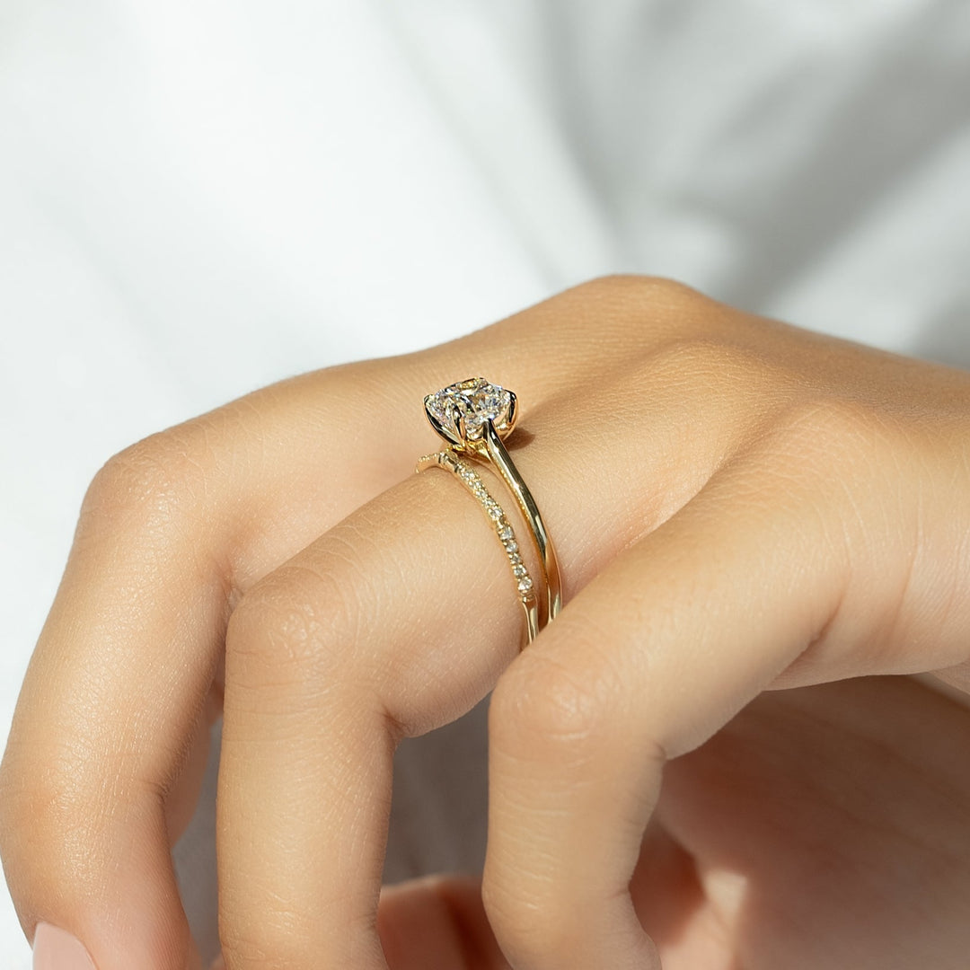 The Lacole Set With Cushion Solitaire Moissanite#material_14k-gold