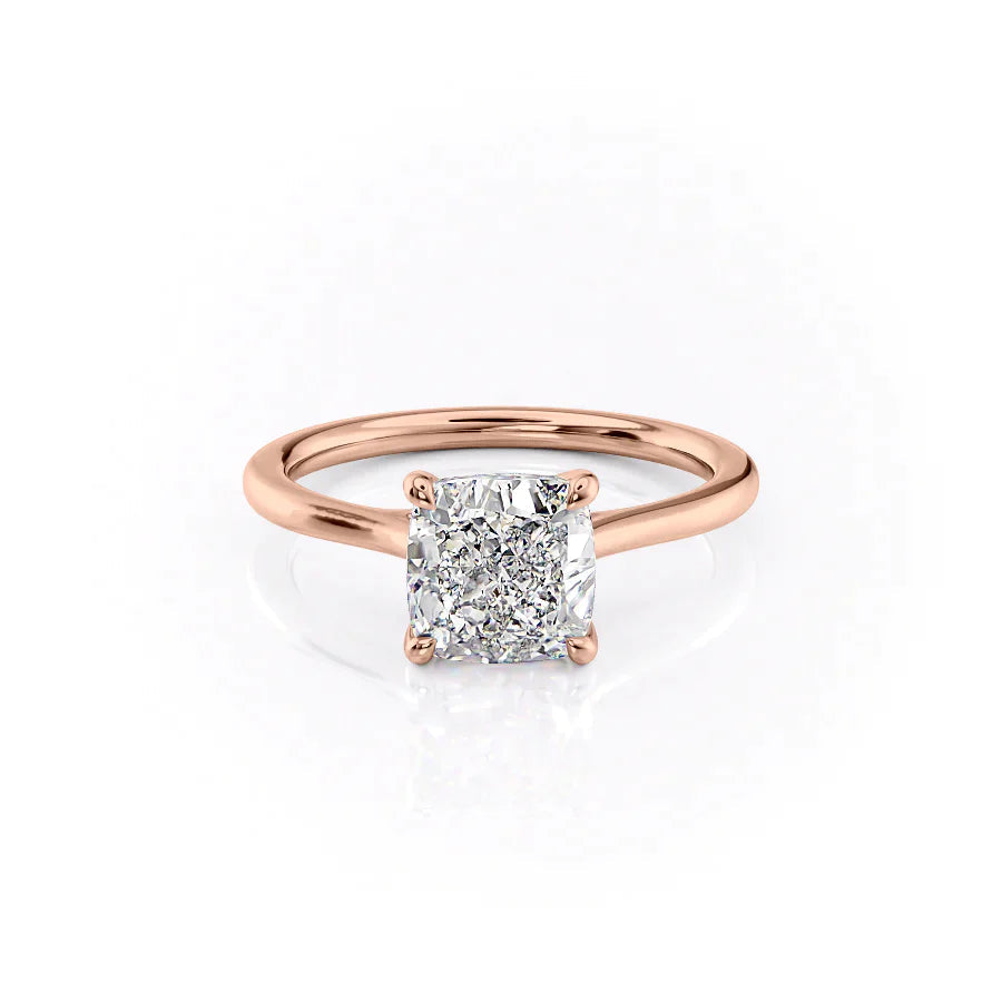 The Lacole Set With Cushion Solitaire Moissanite#material_14k-rose