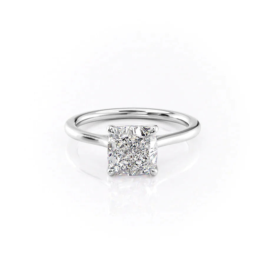 The Lacole Set With Cushion Solitaire Lab Diamond 1 Carat 14K White#material_14k-white