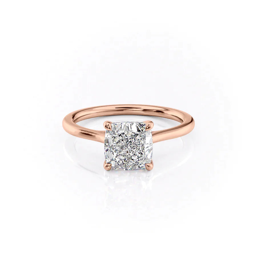 The Lacole Set With Cushion Solitaire Lab Diamond 1 Carat 14K Rose#material_rose