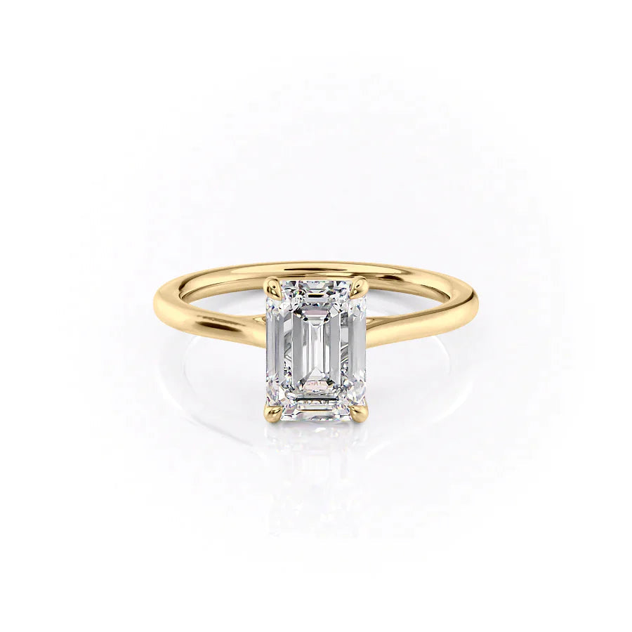 The Lacole Set With Emerald Solitaire Moissanite#material_14k-gold