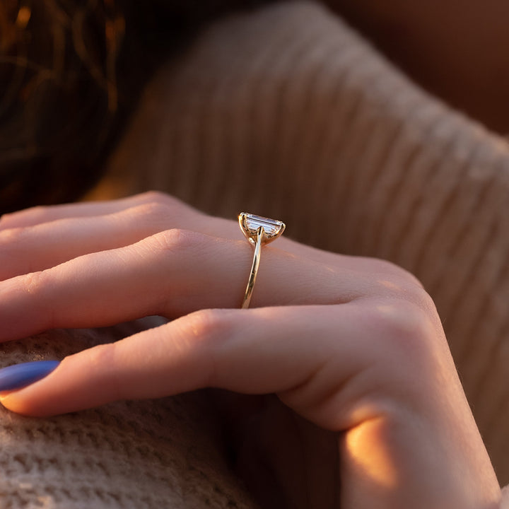 The Lacole Set With Emerald Solitaire Lab Diamond 2 Carat 14K Gold#material_14k-gold