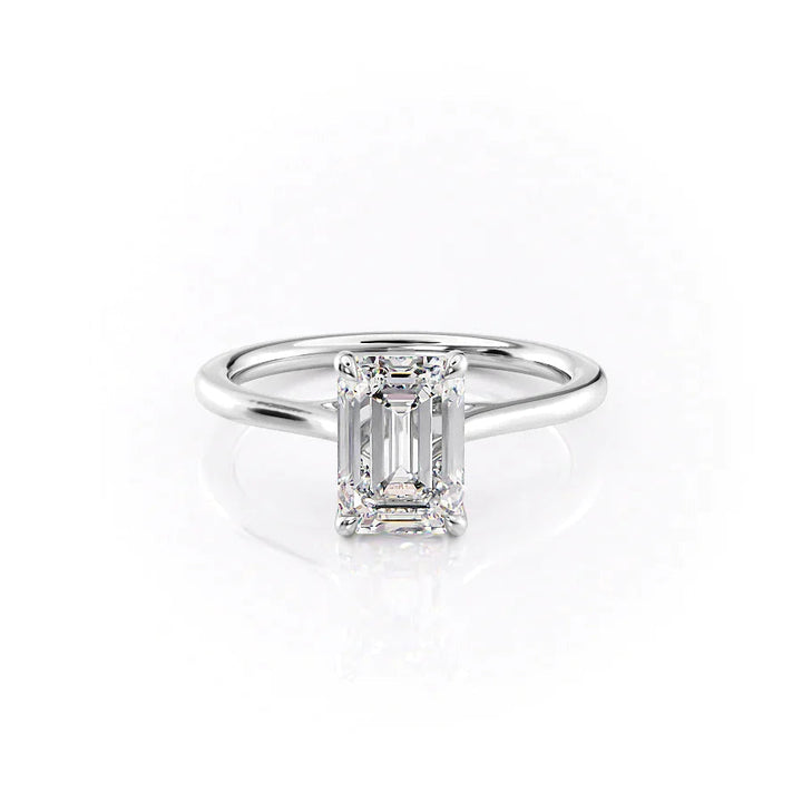 The Lacole Set With Emerald Solitaire Moissanite#material_14k-white