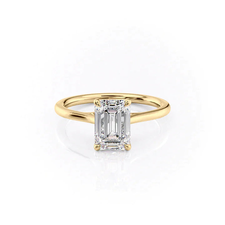 The Lacole Set With Emerald Solitaire Moissanite#material_18k-gold