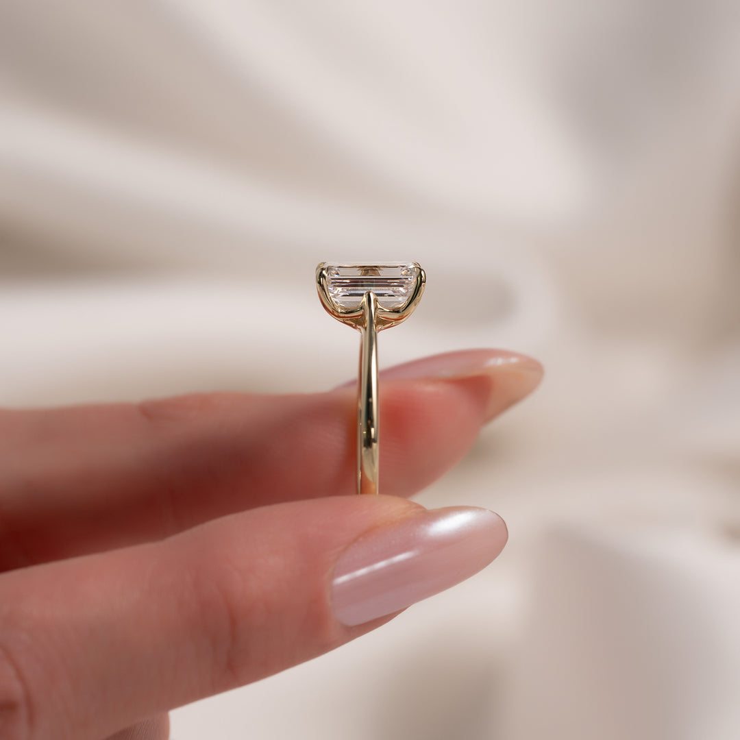 The Lacole Emerald Lab Diamond Moissanite Engagement Ring