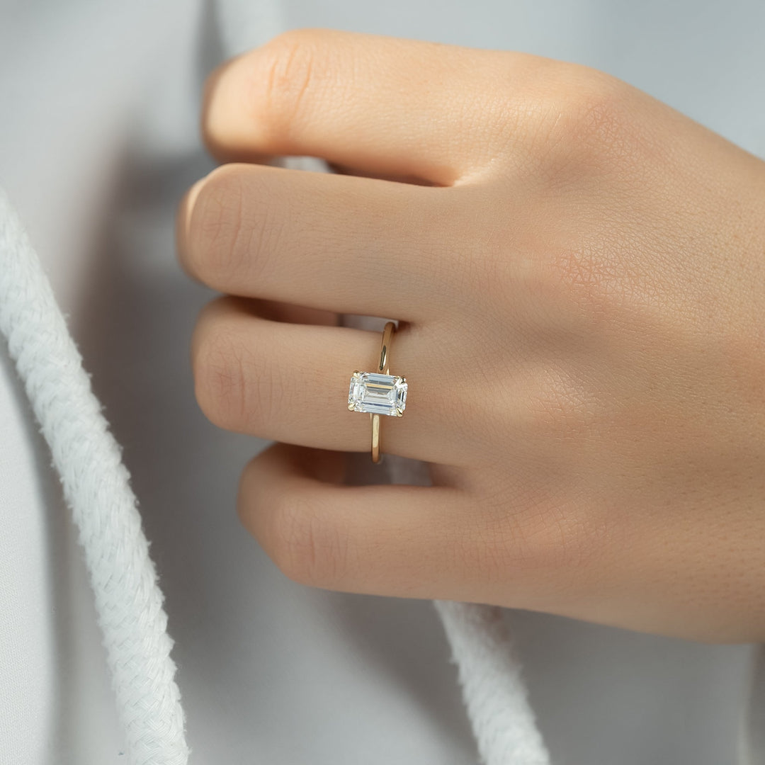 The Lacole Emerald Lab Diamond Moissanite Engagement Ring